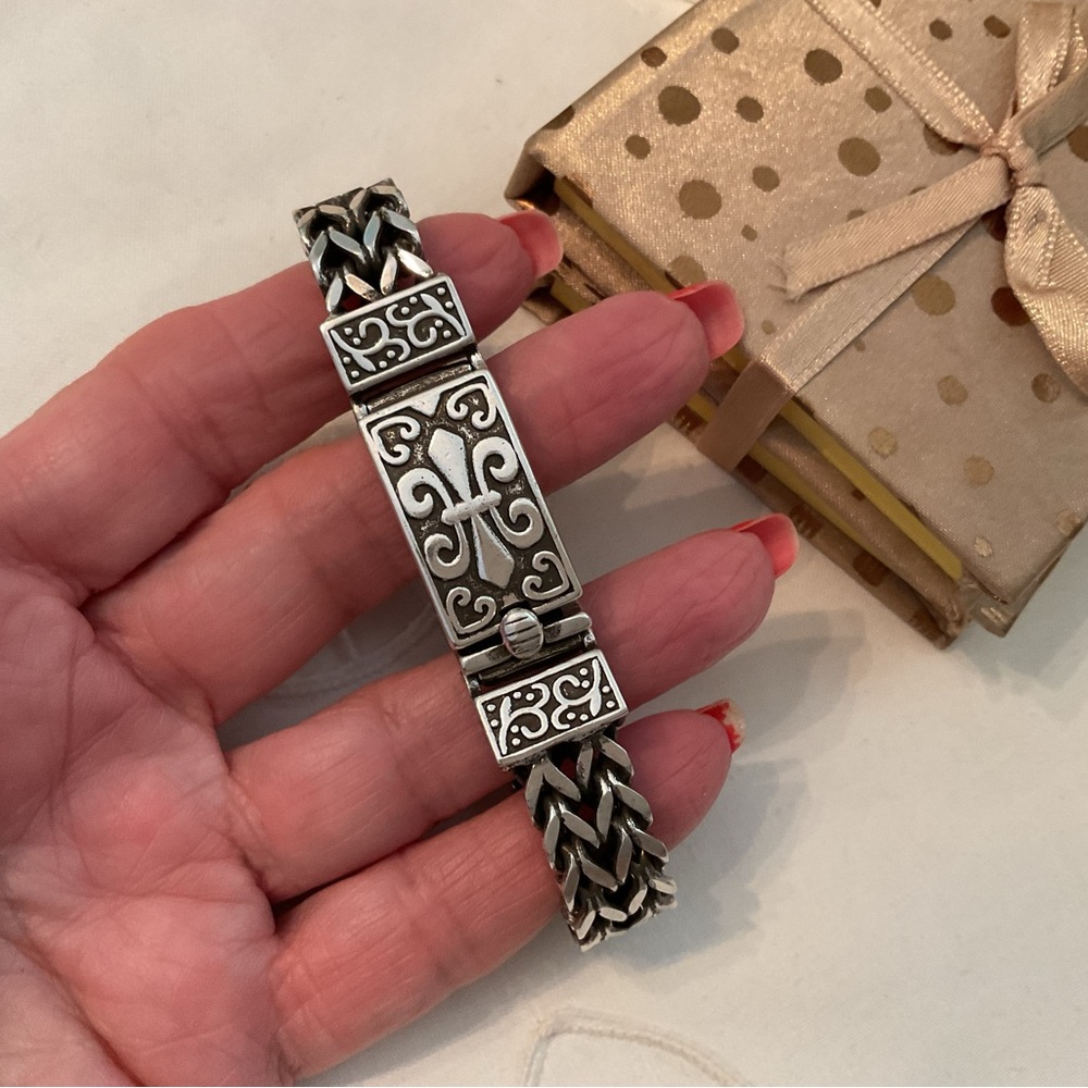 NEW WITHOUT TAGS 925 STERLING SILVER RUGGED Fleur De Lis Motif WOVEN BRACELETS - Picture 15 of 15